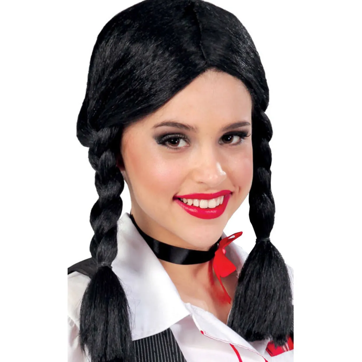 Peluca Trenzas Cortas Negra