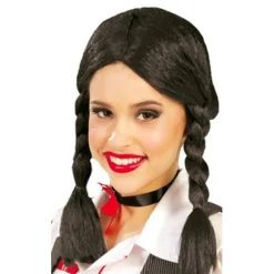 Peluca Trenzas Cortas Negra