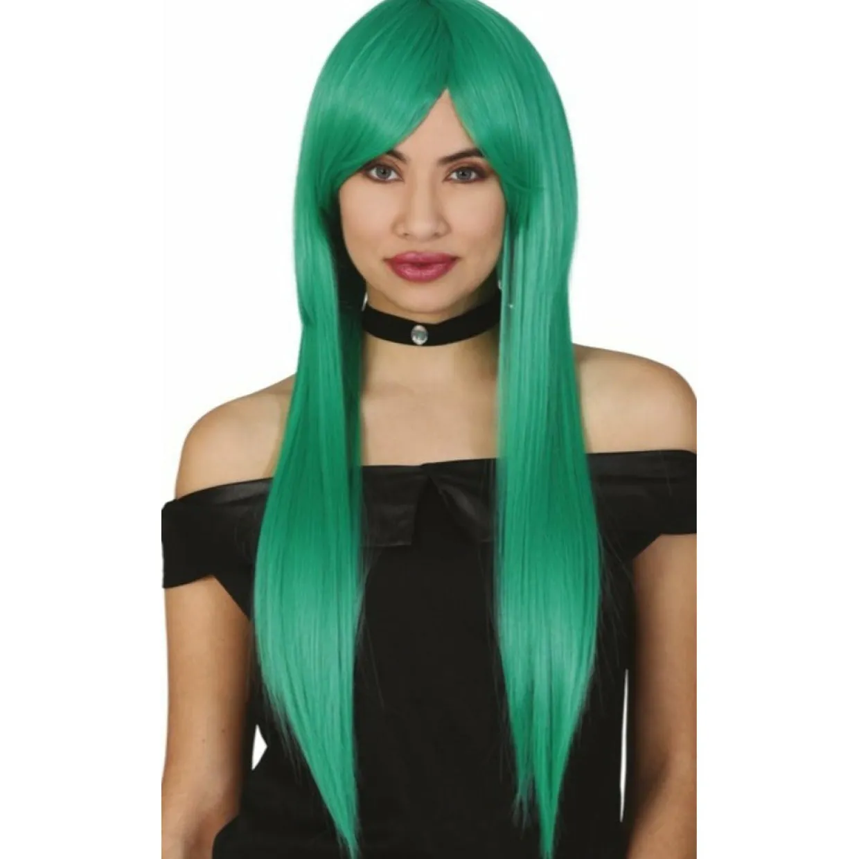Peluca Verde Larga Lisa
