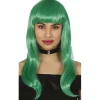 Peluca Verde Melena Ondas Flequillo