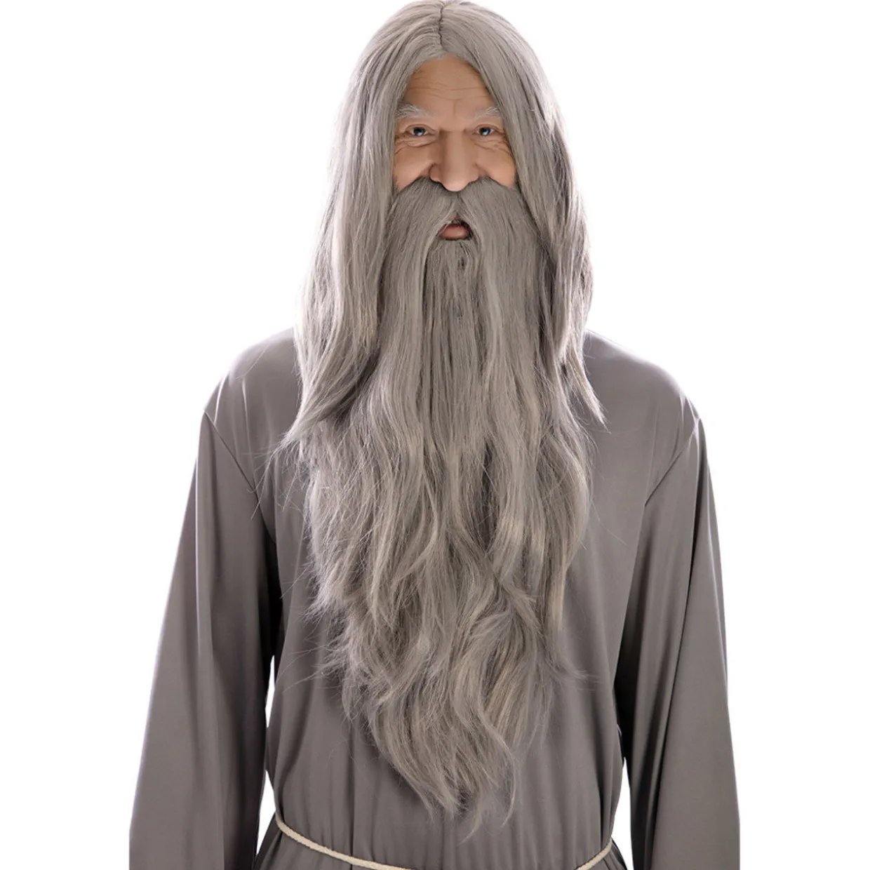 Peluca y Barba Gris Brujo