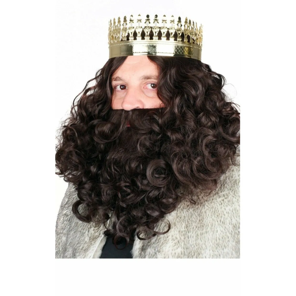 Peluca y Barba Rey Mago Castaña Mate