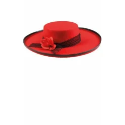Sombrero Cordobesa Flor Rojo