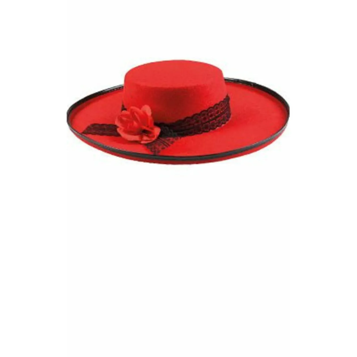 Sombrero Cordobesa Flor Rojo