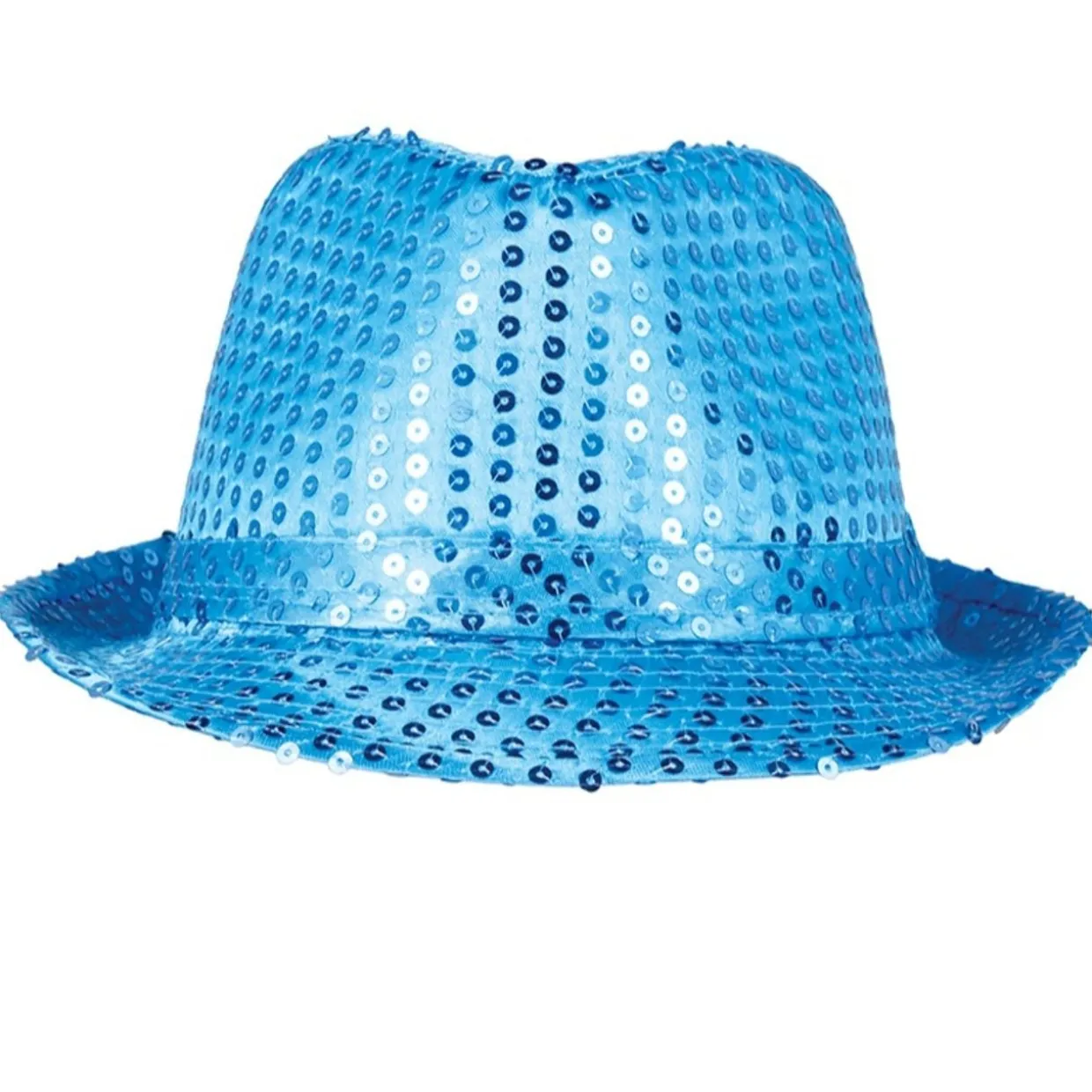 Sombrero de Gangster Azul Claro Lentejuelas Eco