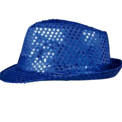 Sombrero de Gangster Azul Lentejuelas Eco