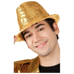 Sombrero de Gangster con Lentejuelas Dorado
