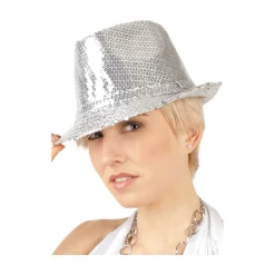 Sombrero de Gangster con Lentejuelas Plata