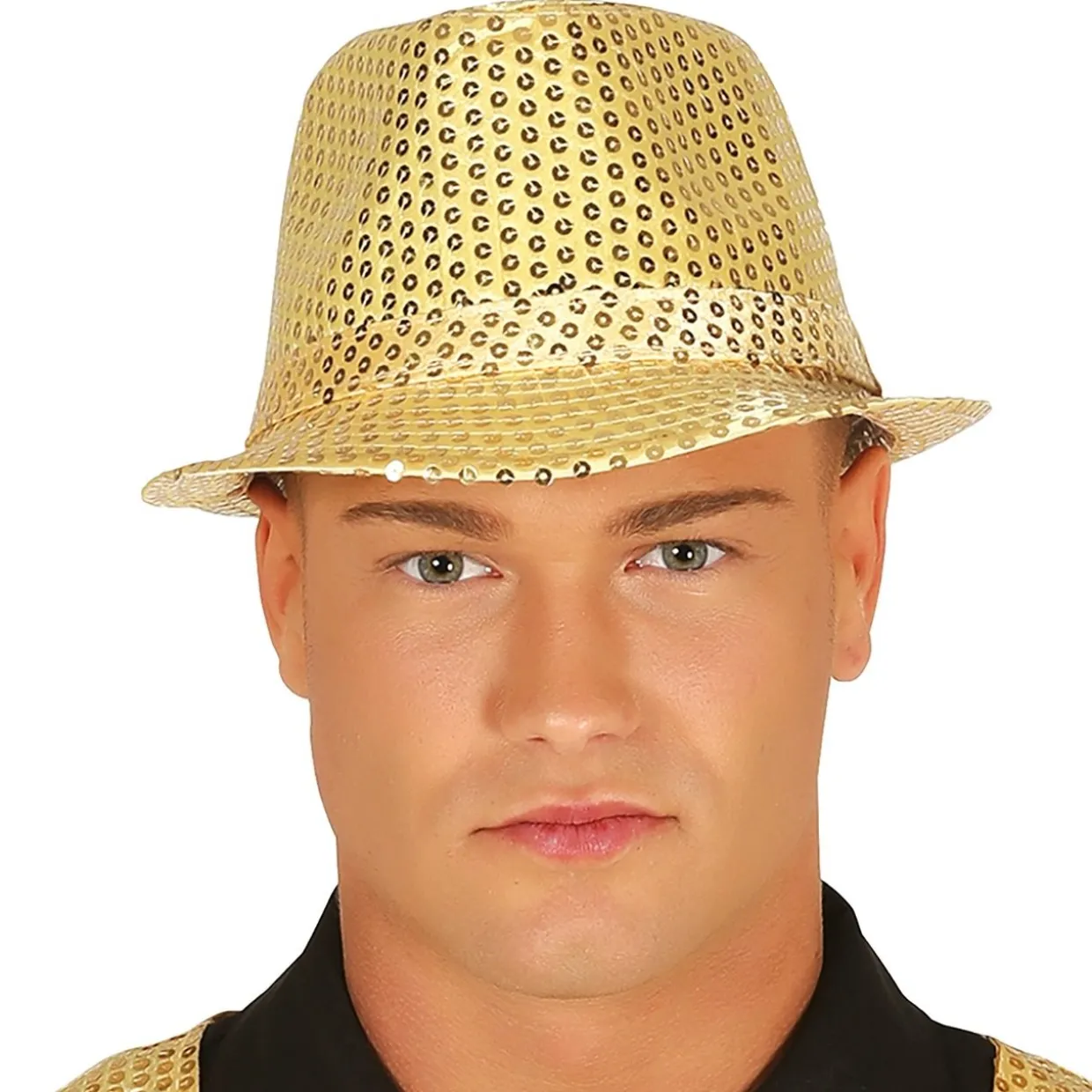 Sombrero de Gangster Dorado Lentejuelas Eco