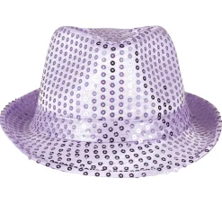 Sombrero de Gangster Lila Lentejuelas Eco