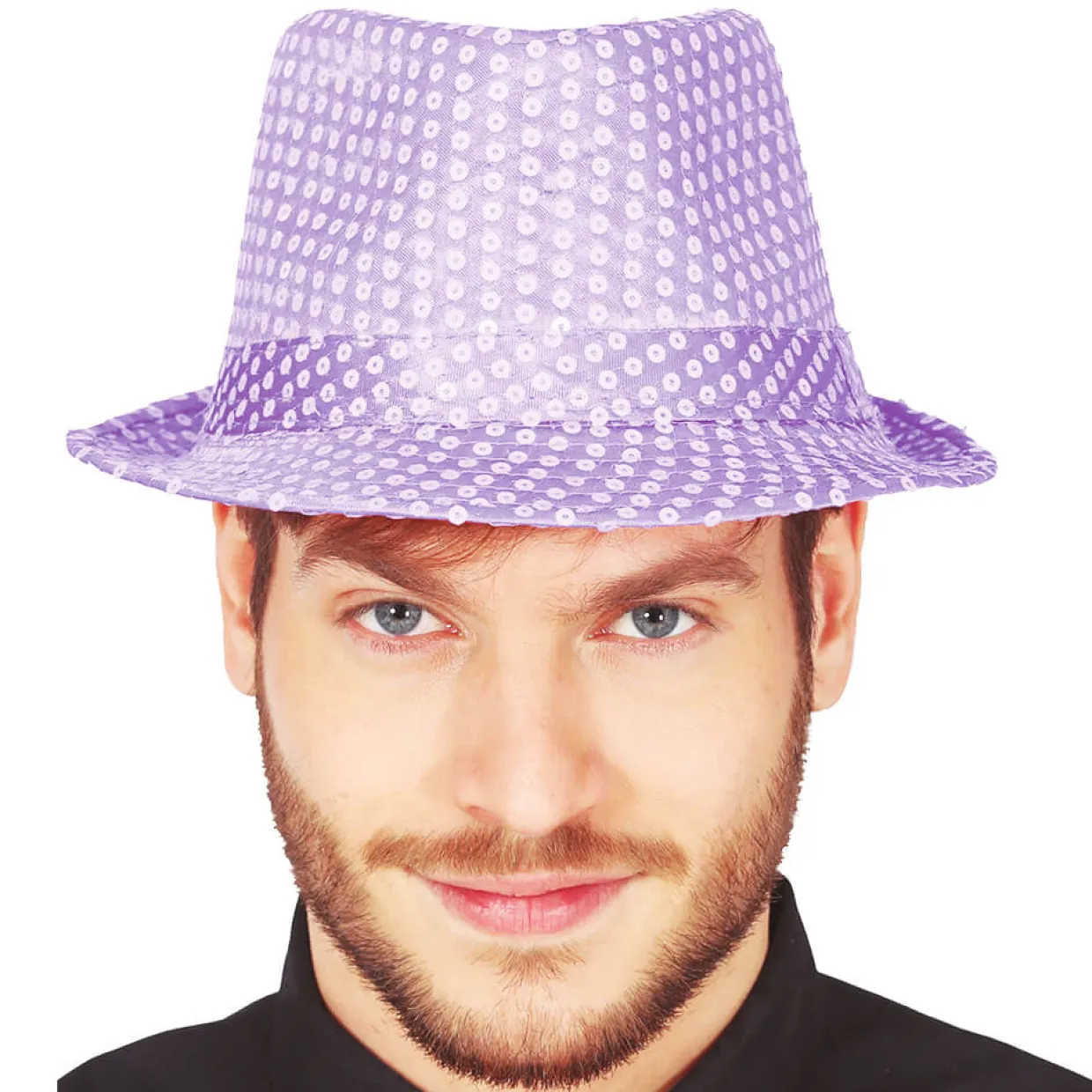 Sombrero de Gangster Lila Lentejuelas Eco