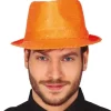 Sombrero de Gangster Naranja Lentejuelas Eco