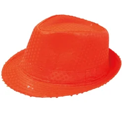 Sombrero de Gangster Naranja Lentejuelas Eco