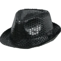 Sombrero de Gangster Negro Lentejuelas Eco