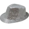 Sombrero de Gangster Plateado Lentejuelas Eco