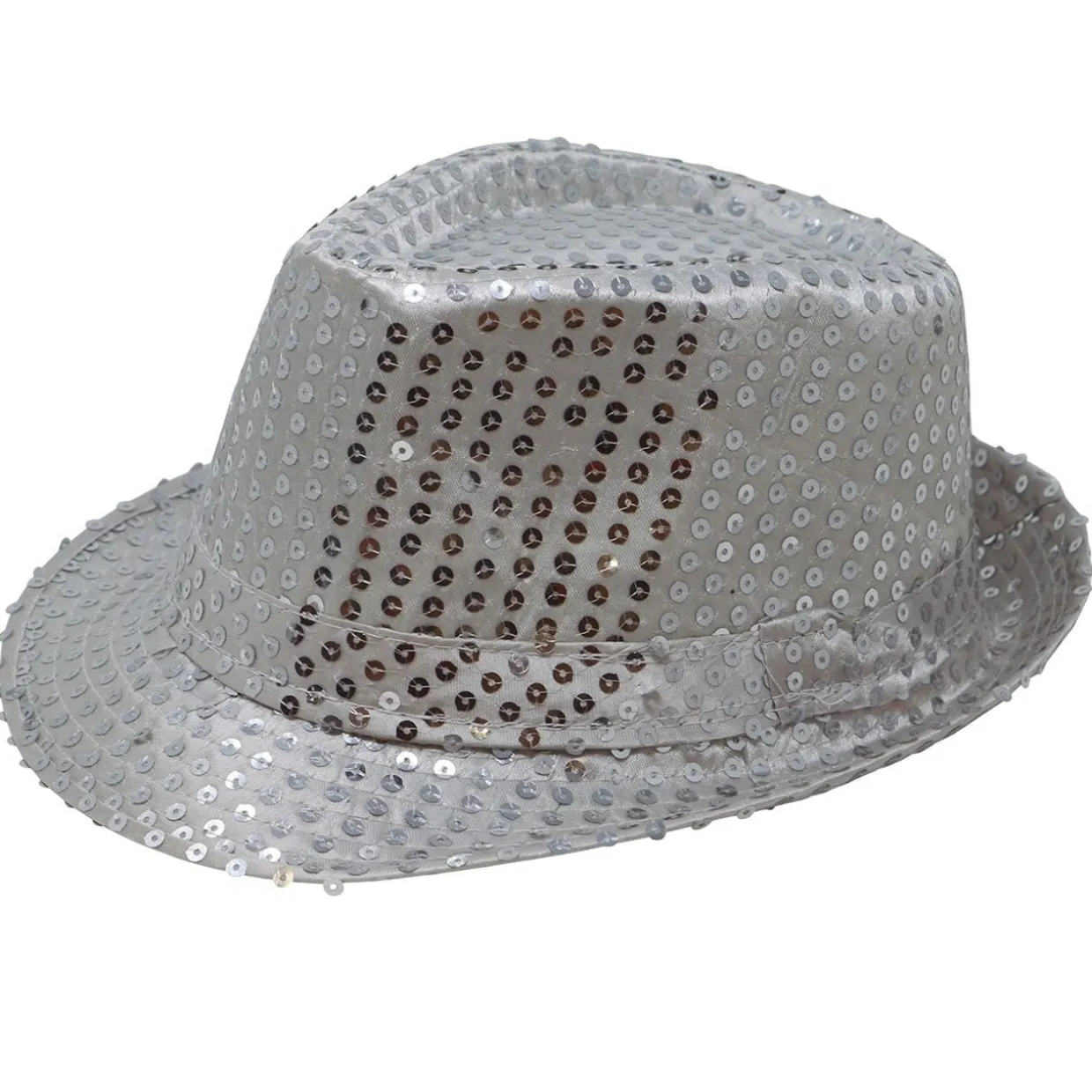 Sombrero de Gangster Plateado Lentejuelas Eco