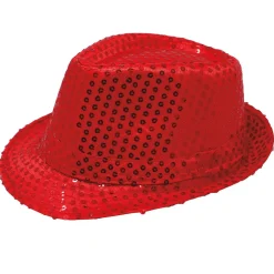 Sombrero de Gangster Rojo Lentejuelas Eco