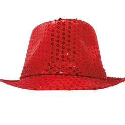 Sombrero de Gangster Rojo Lentejuelas Eco