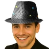 Sombrero de Lentejuelas Negro con Luz