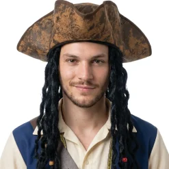 Sombrero de Pirata Marrón con Rastas