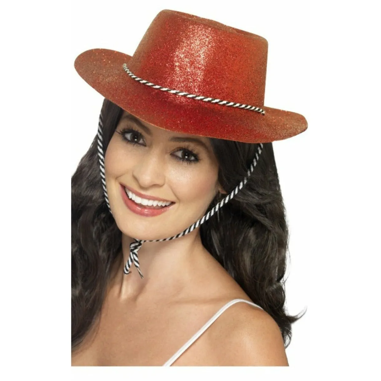 Sombrero de Vaquero Rojo Purpurina