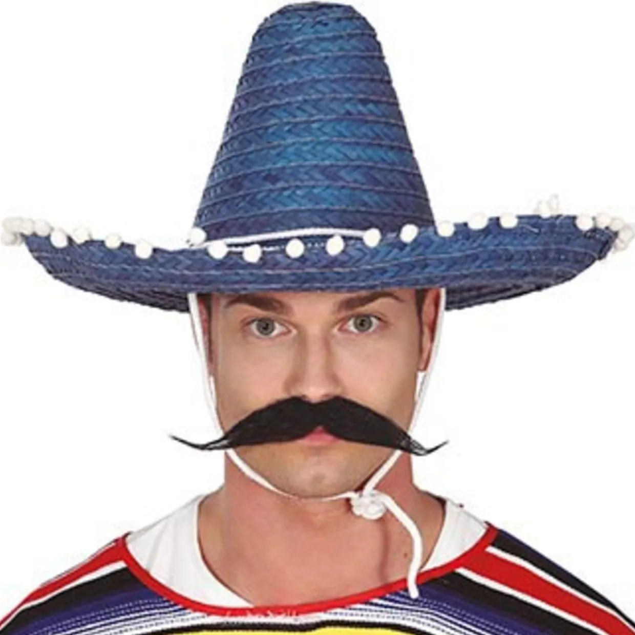 Sombrero Mexicano Azul Borlas