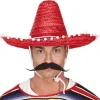 Sombrero Mexicano Rojo Borlas