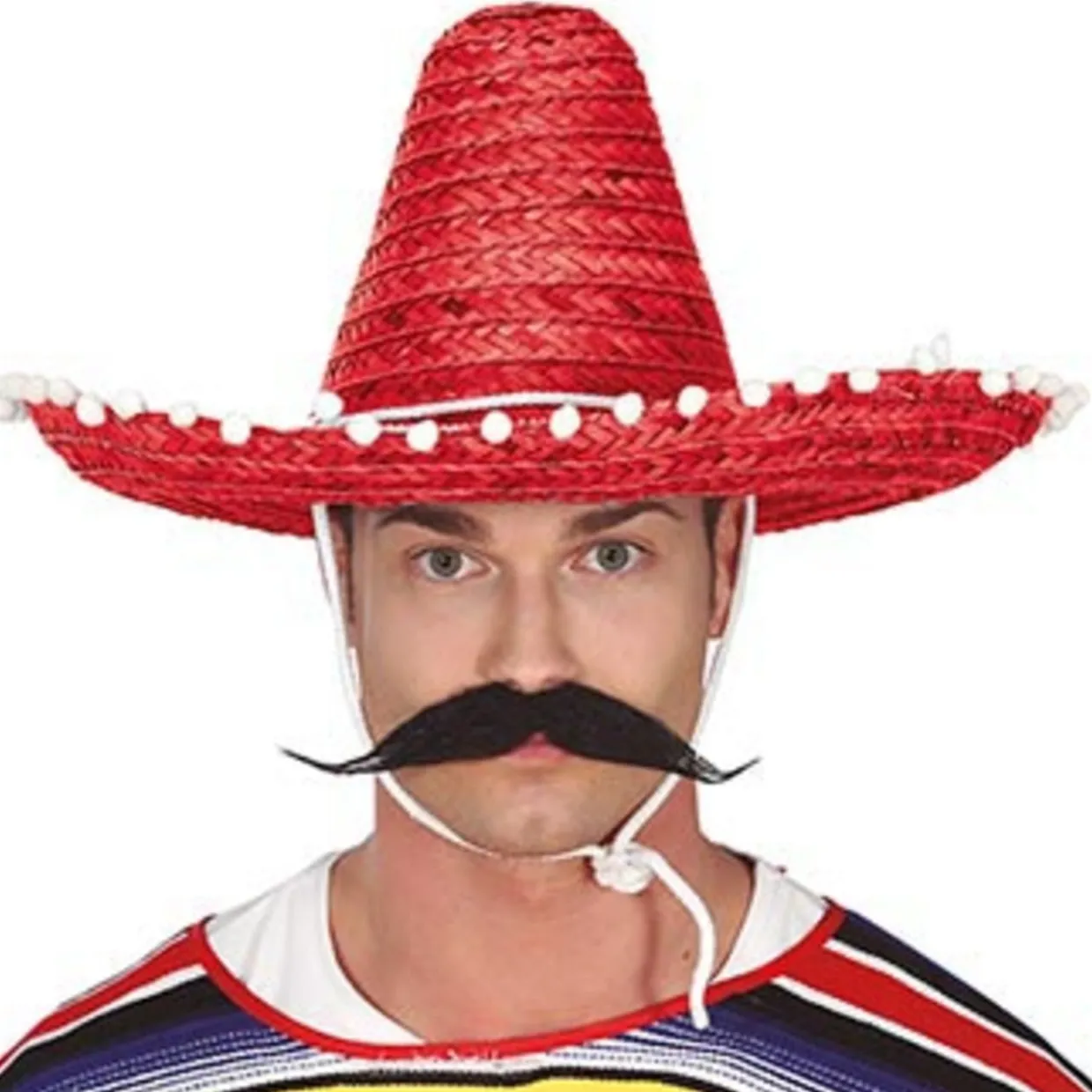 Sombrero Mexicano Rojo Borlas