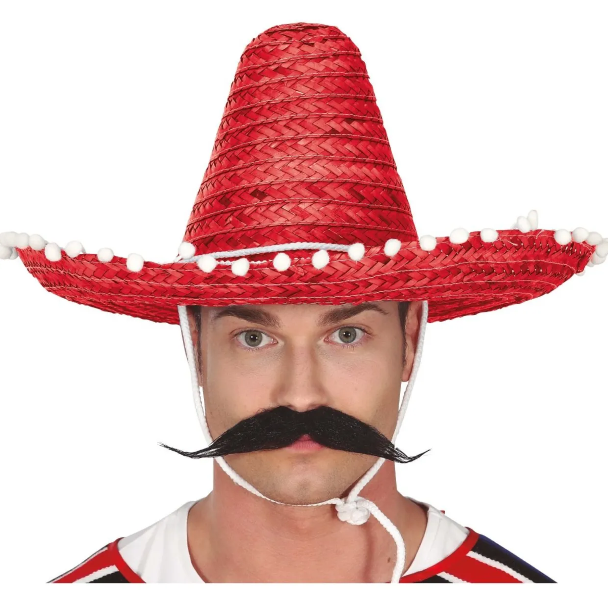 Sombrero Mexicano Rojo Borlas