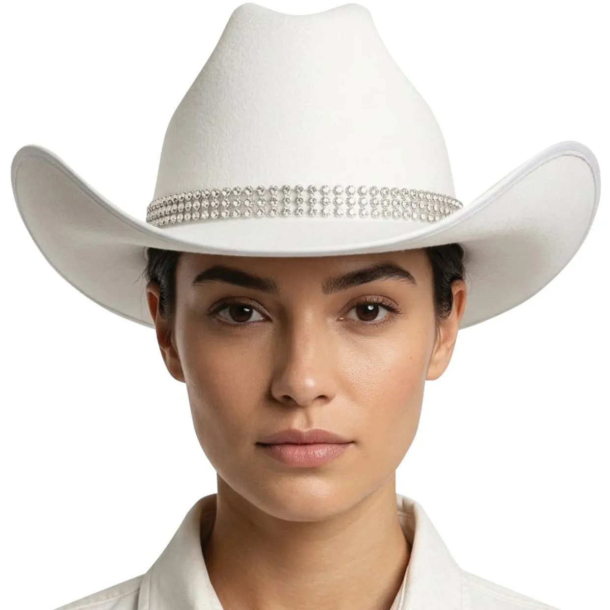 Sombrero Vaquero Blanco Pedrería