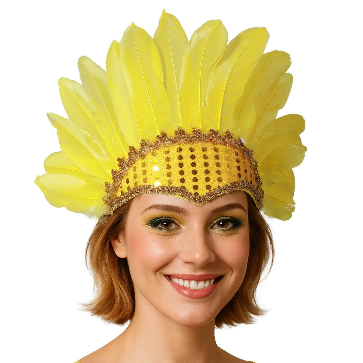 Tocado de Plumas Amarillo Eco