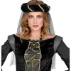 Tocado Medieval Negro con Velo