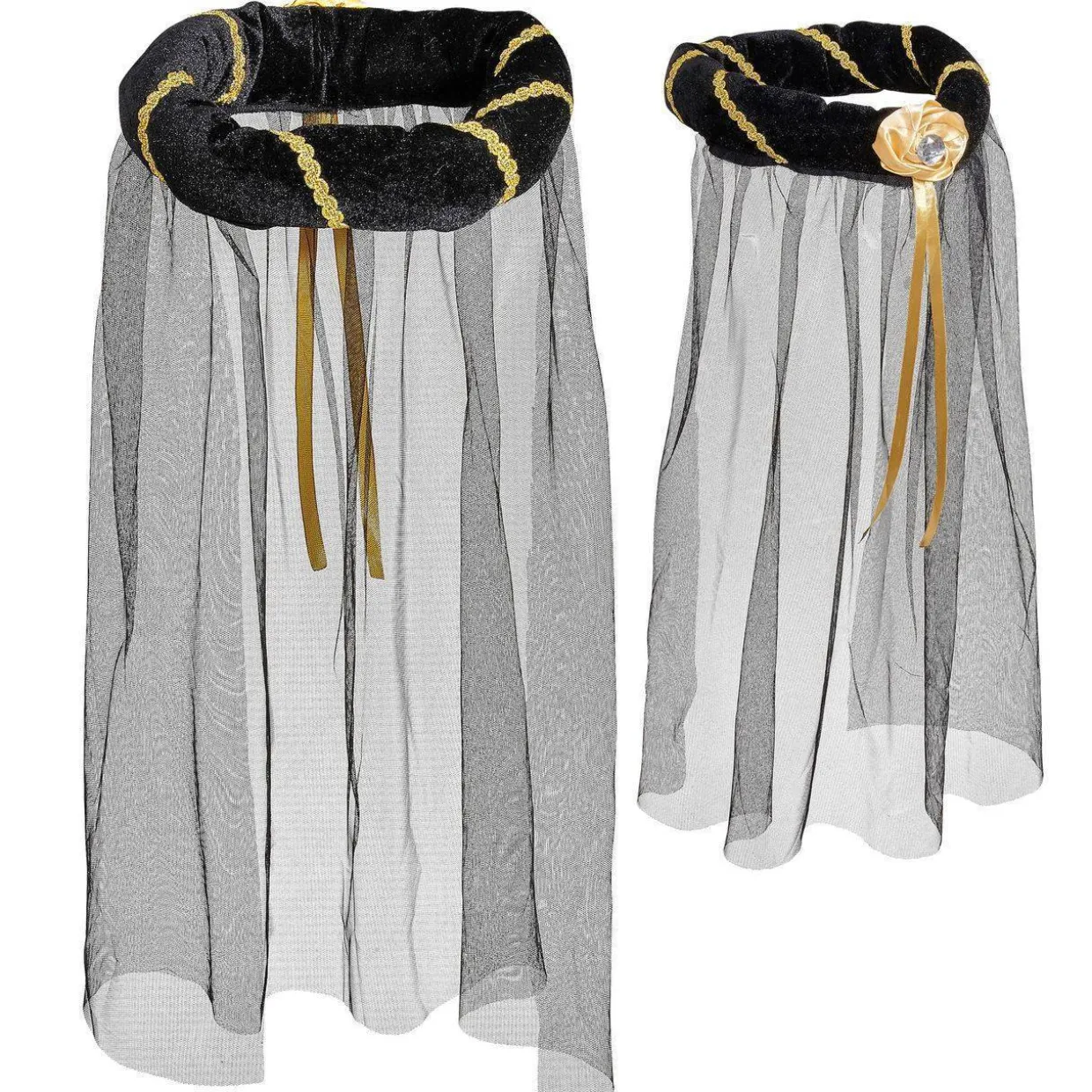 Tocado Medieval Negro con Velo